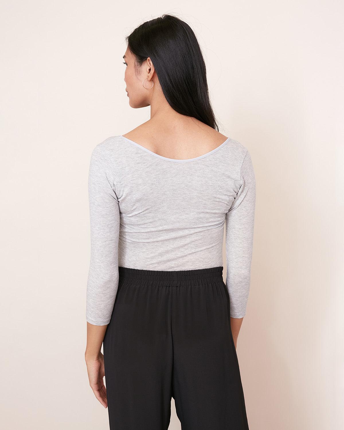 "#color_HEATHER GREY|Aiko is 5'8", wearing a size XS