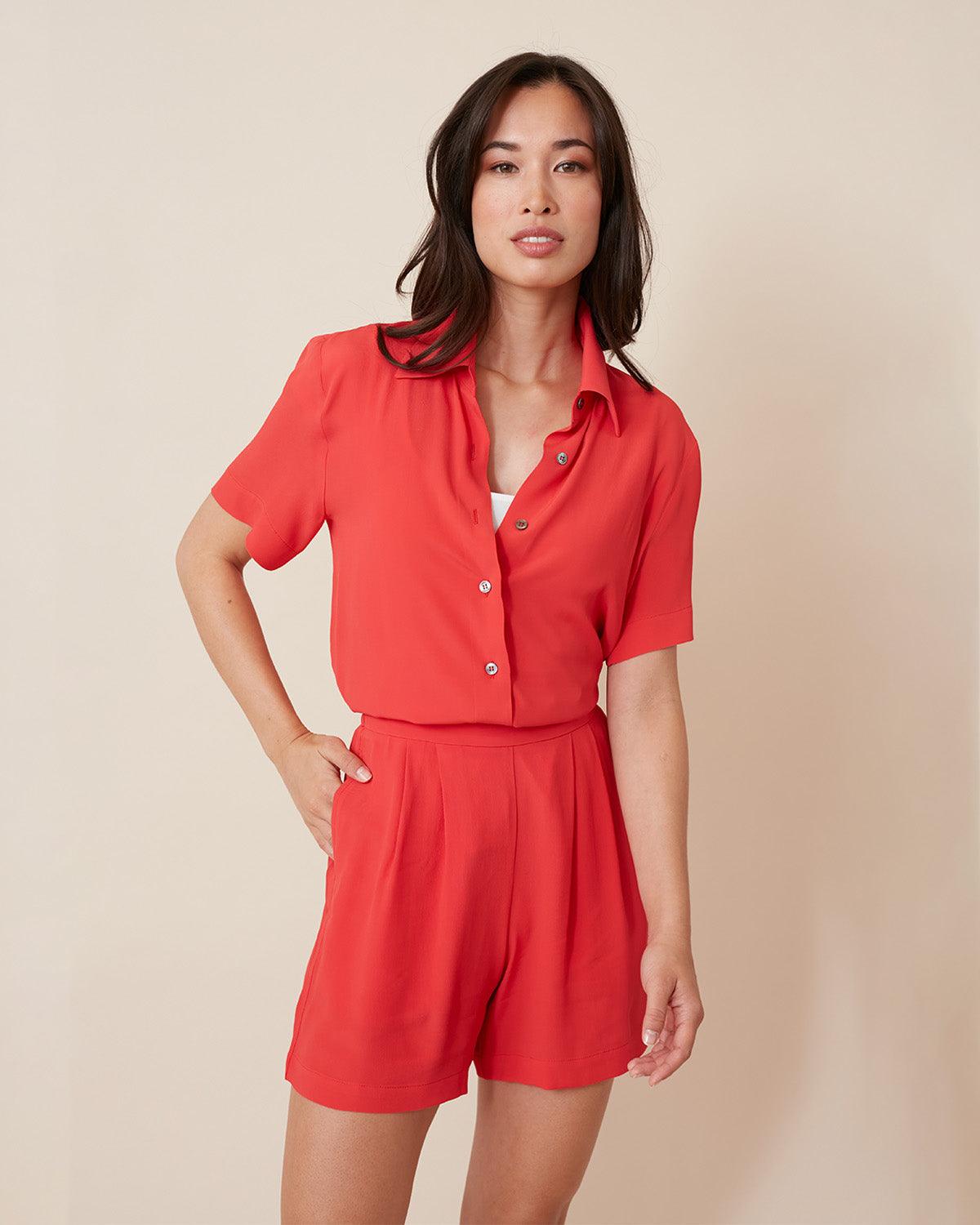 "#color_CHILI RED|Estyr is 5'9", wearing a size XS