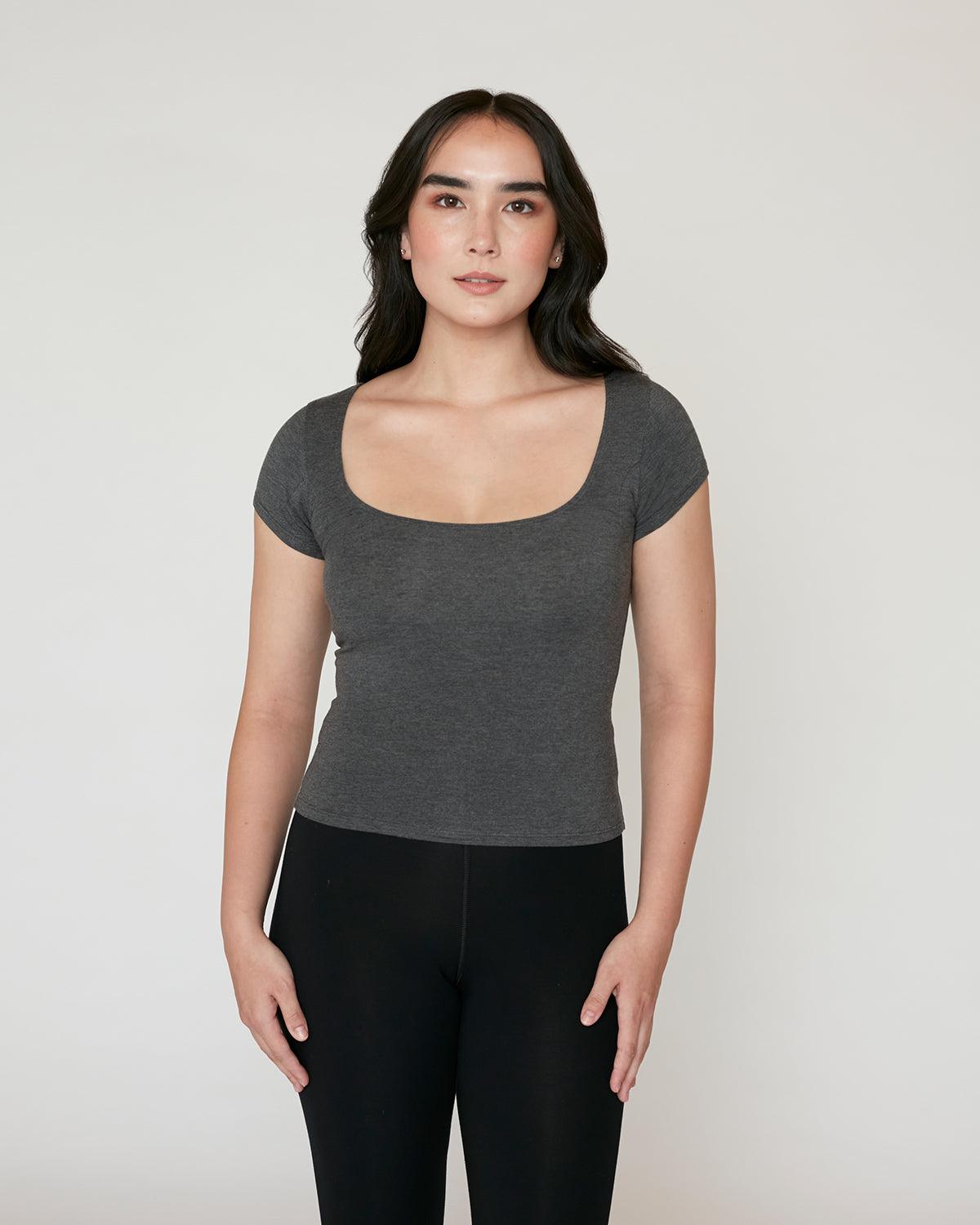 "#color_CHARCOAL| Emi is 5'7.5", wearing a size S
